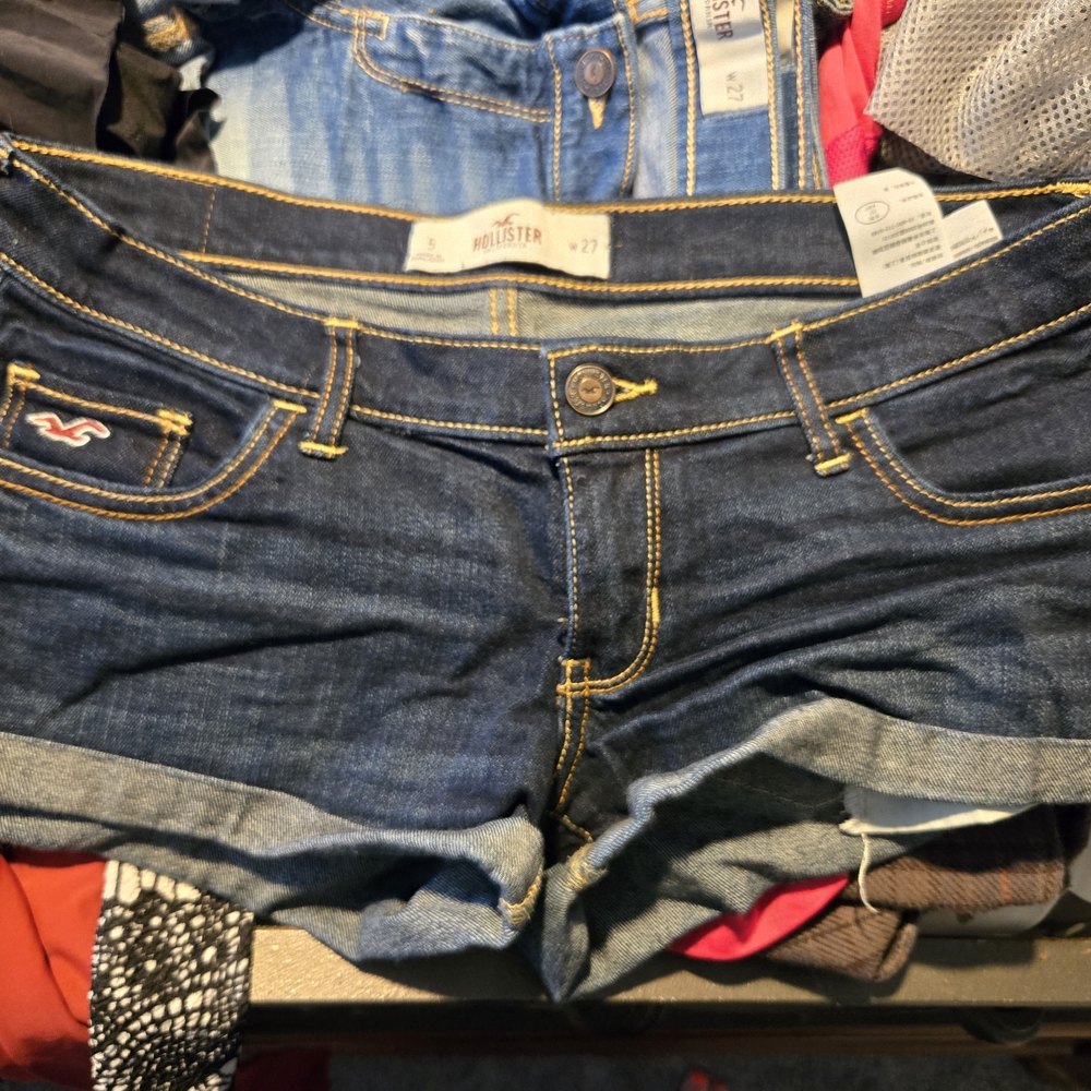 Hollister Blue Jean Shorts with Rolled Hem